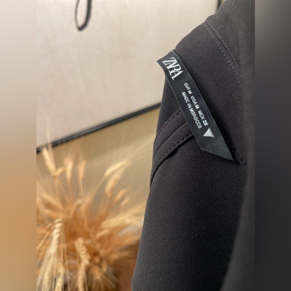 Zara Rhinestone Shiny Black Mini Blazer Jacket Top - Picture 8 of 11